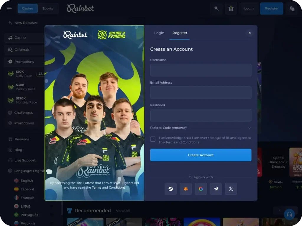 Rainbet Registration
